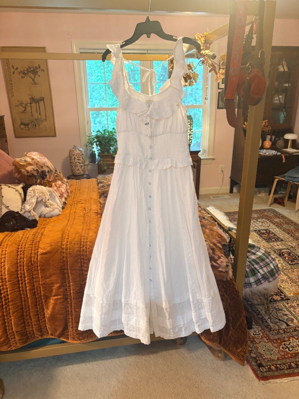 ANTHROPOLOGY WHITE SUMMER DRESS NEW WITH TAGS BY PILCRO ORIGINALLY $174